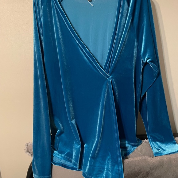 Vintage Velvet V Neck Long Sleeve Blouse - XL - Picture 3 of 6